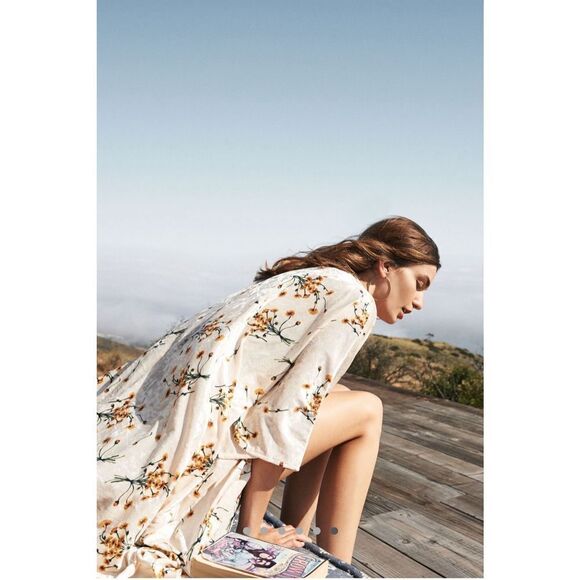 Anthropologie‎ Floreat Dandelion Velvet Kimono OS - Picture 1 of 11